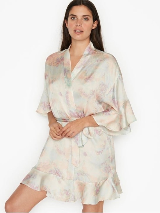 Victoria's Secret Other - Victoria's Secret Kimono Robe Satin Belted Sleeve Lightweight Size XS/S